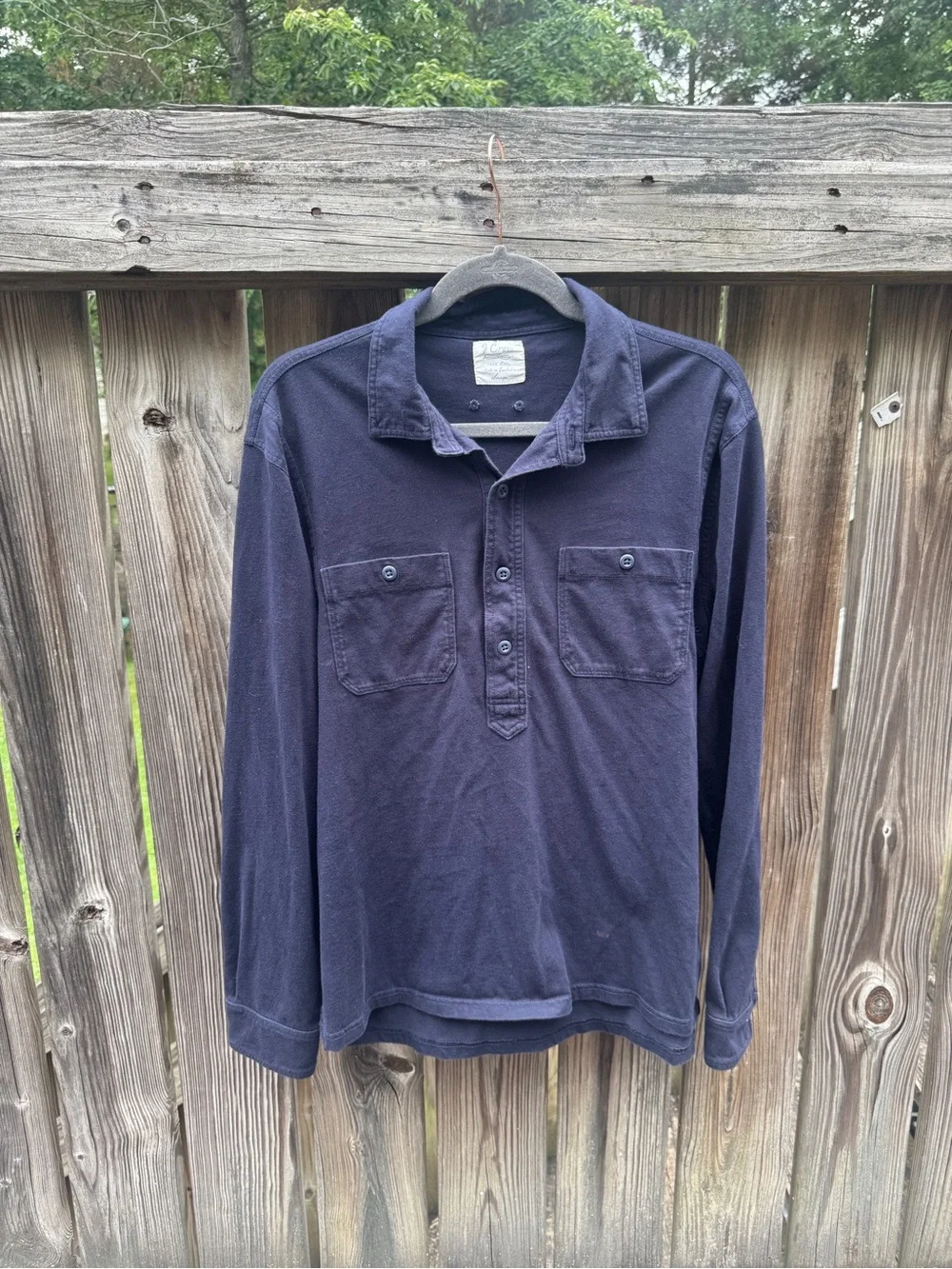 J. Crew Navy Long-Sleeve Popover Polo